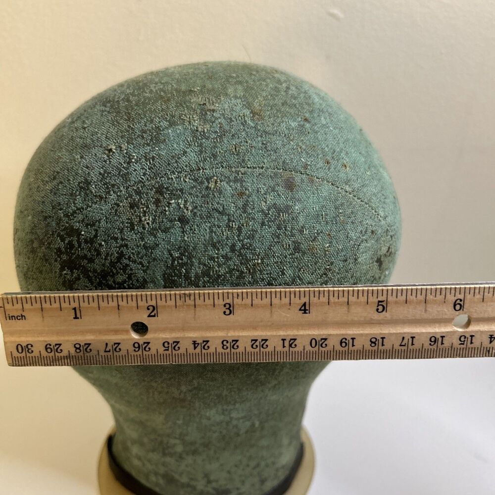 Vintage Millinery Cloth Mannequin Head Wig Hat Block Form Stand Display Green - Picture 9 of 12